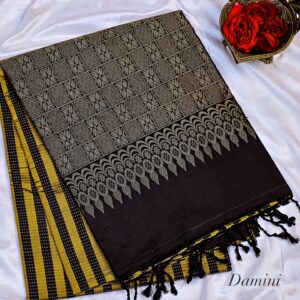 Damini - mustard and black Soft Silks