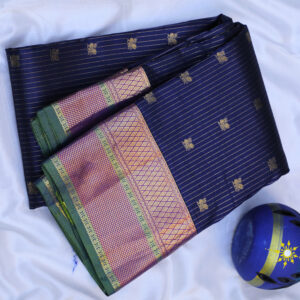 Navy Blue magenta pink silk