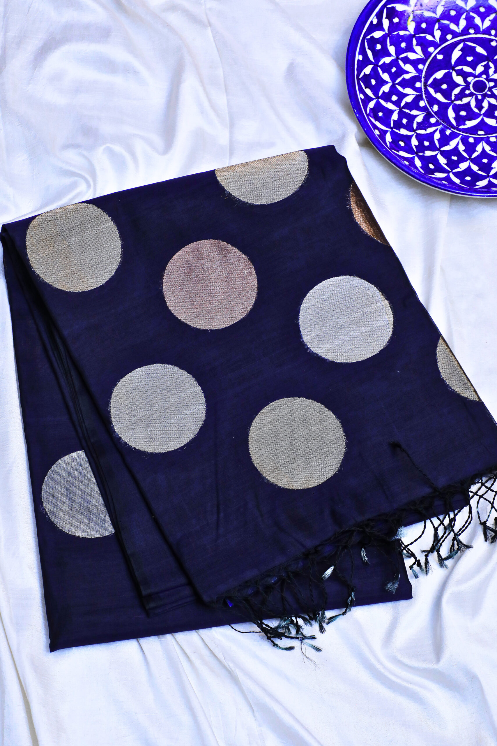 kaarigai Silk cotton navy blue