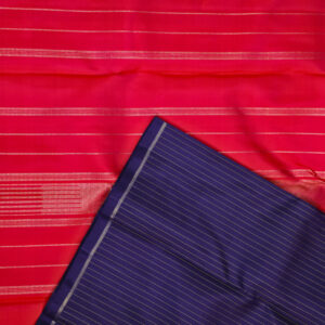 Pure kanchipuram borderless navy blue coral pink