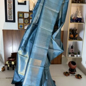 Pure Tussar Metallic Blue