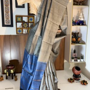 Pure Tussar grey - blue