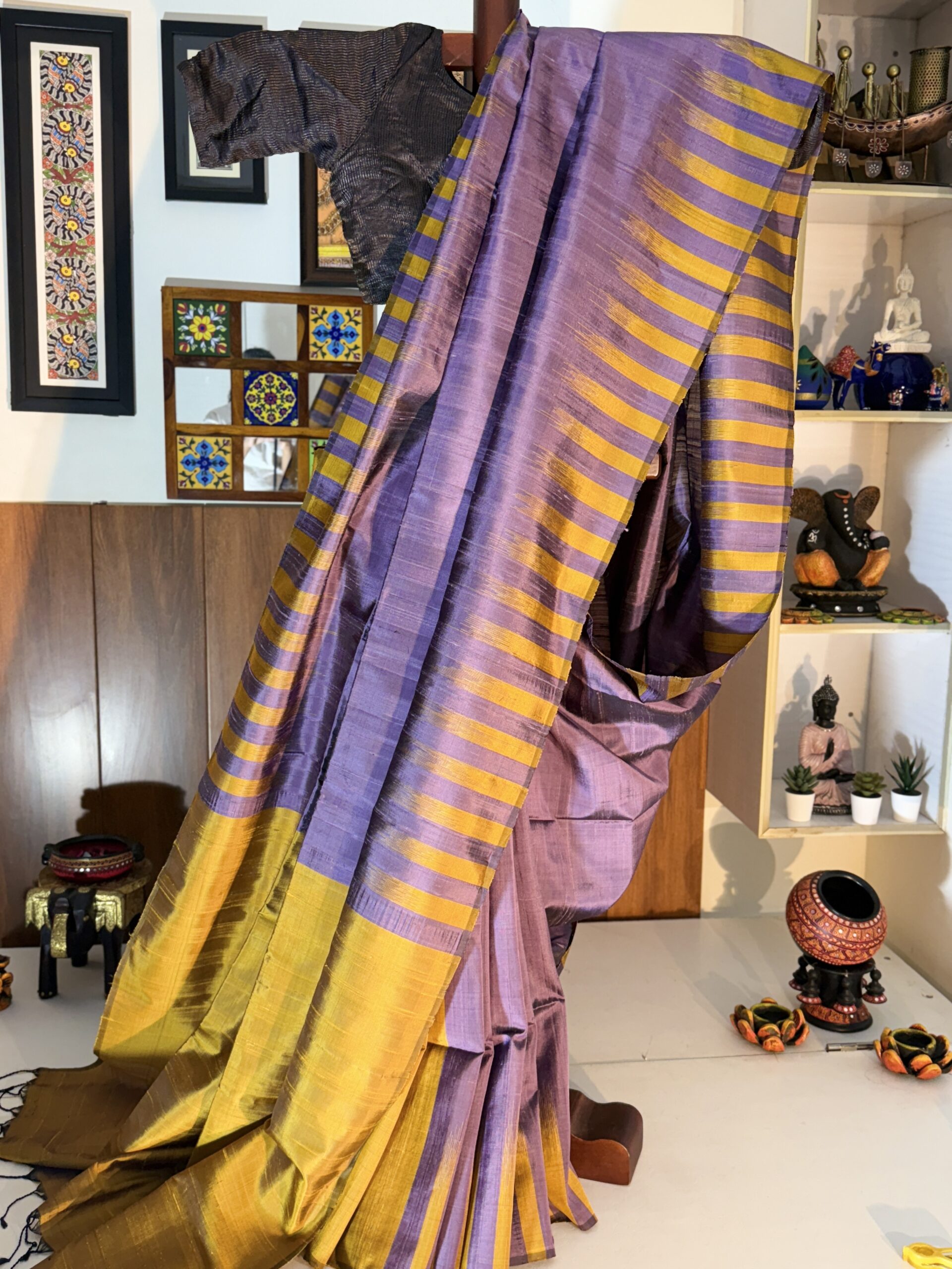 Lavender - Mustard Dupion Silks