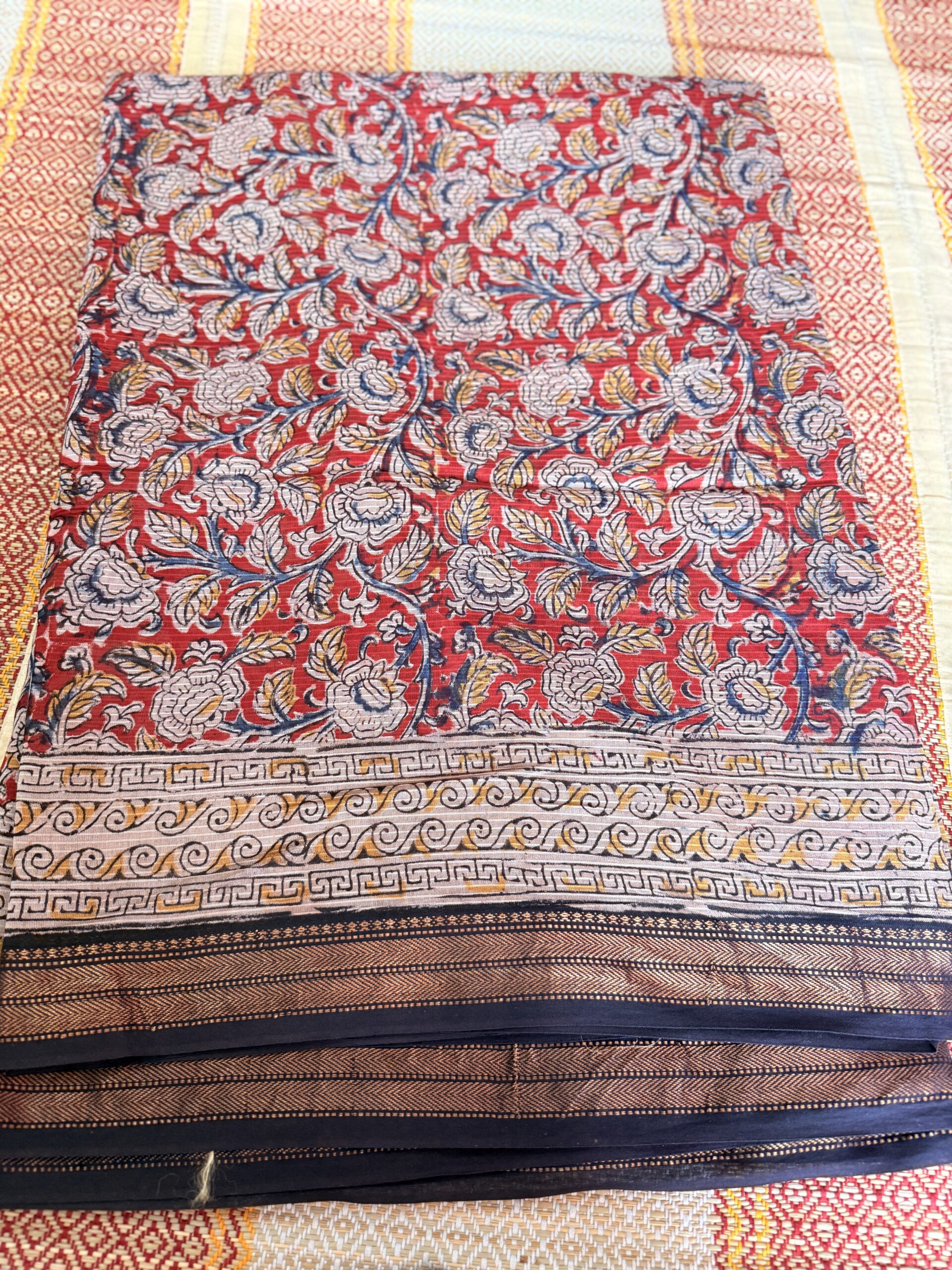 Reddish maroon Maheswari silk