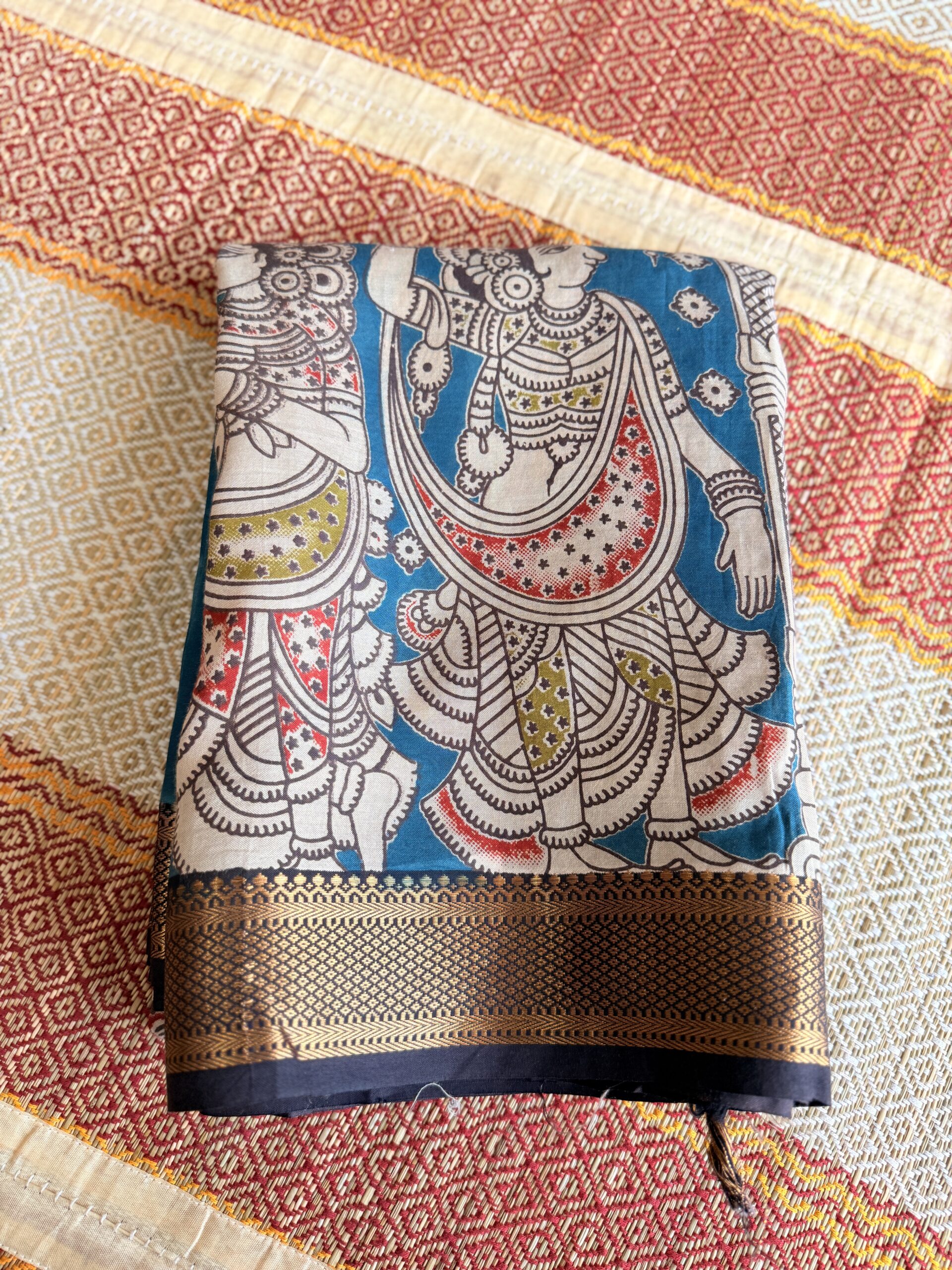idol motifs blue Mangalagiri Silks