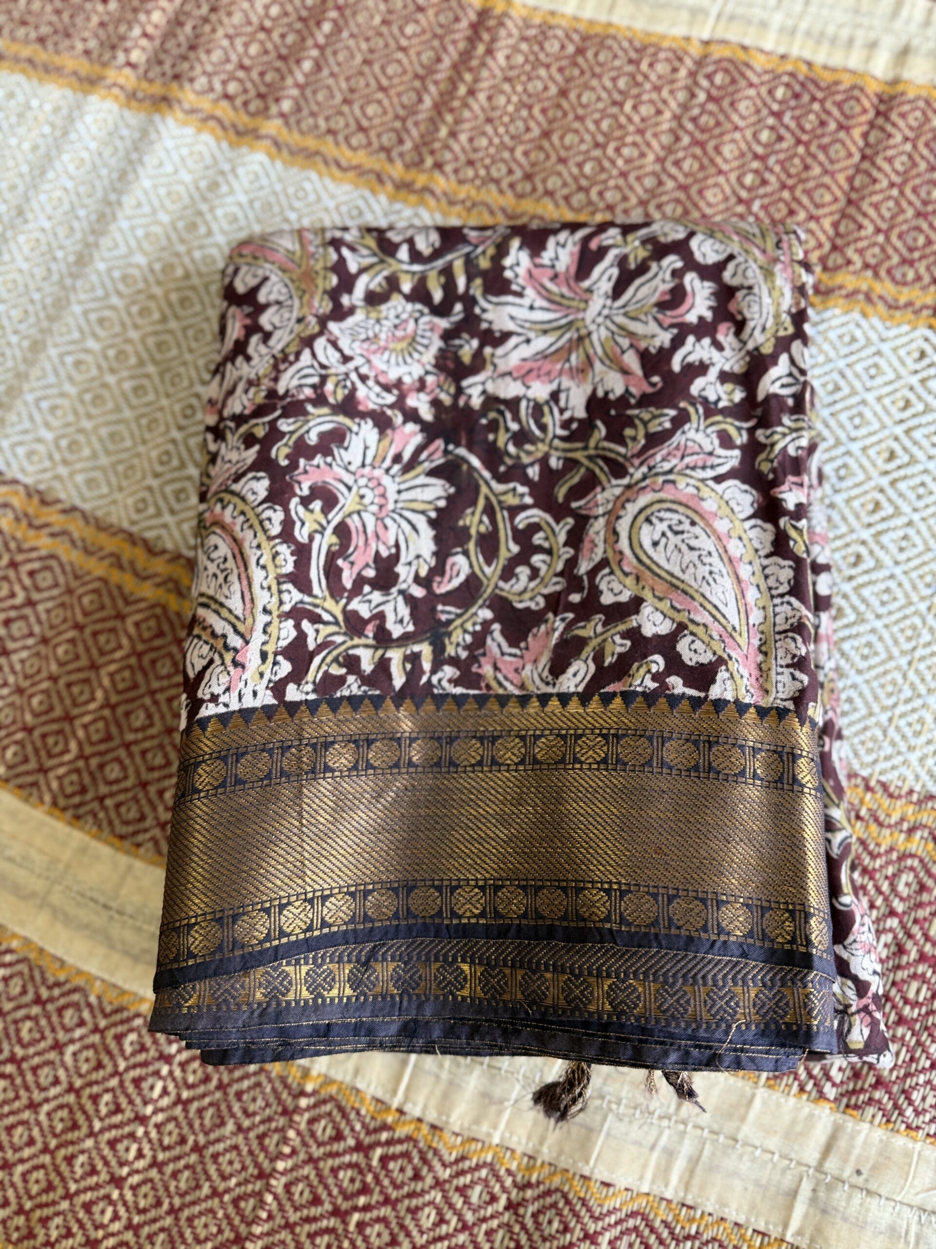 Maroon kalamkari Mangalagiri Silk