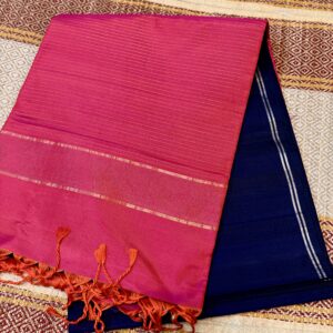 Navy blue - deep Coral pink Soft Silk