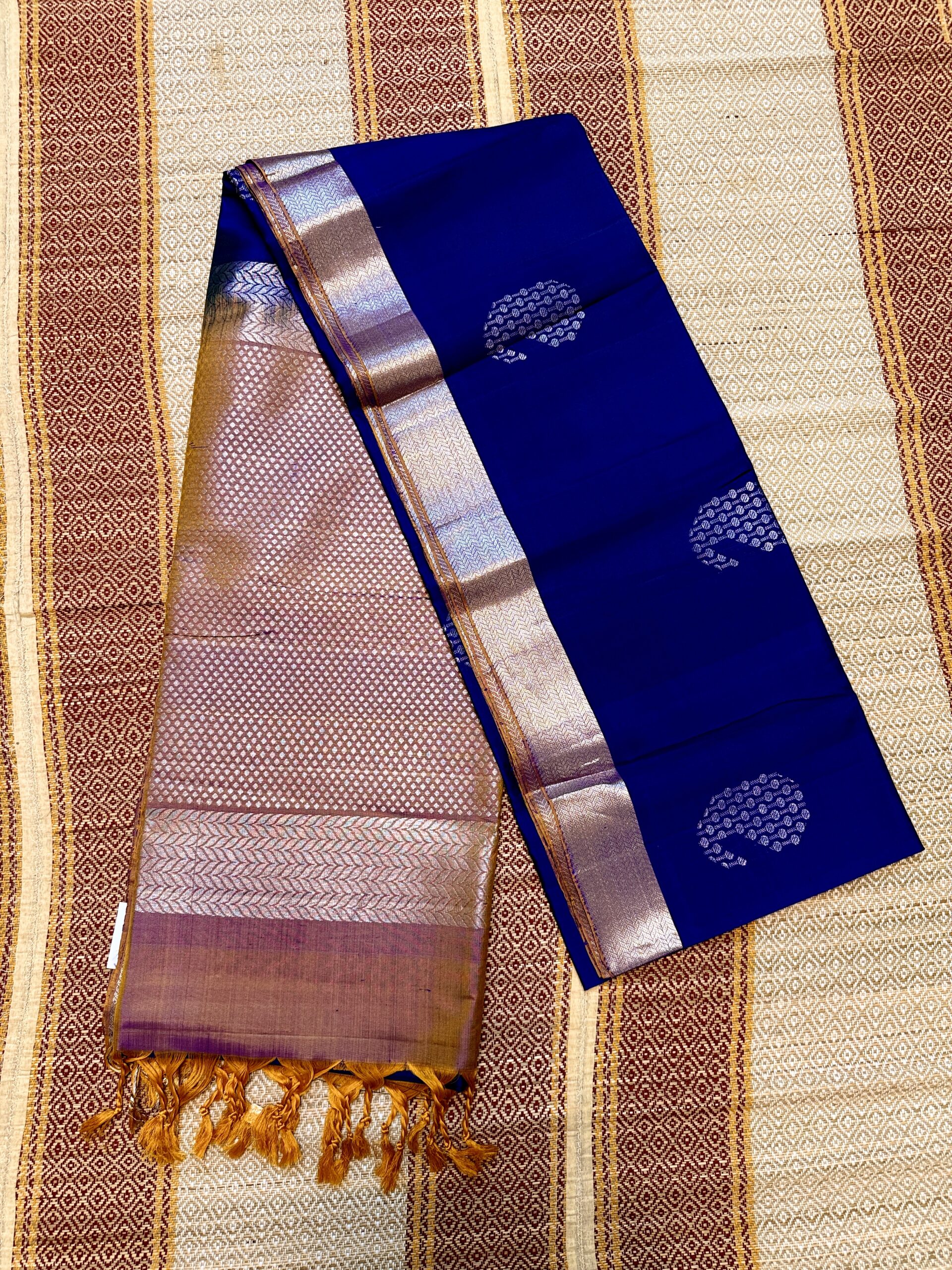 Damini - Royal blue and mustard Soft silks